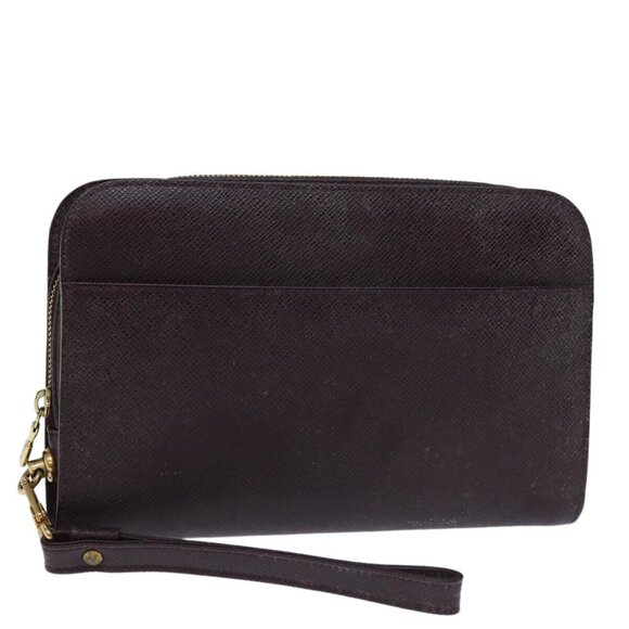 LOUIS VUITTON Taiga Baikal Clutch Bag Acajou - Picture 1 of 14